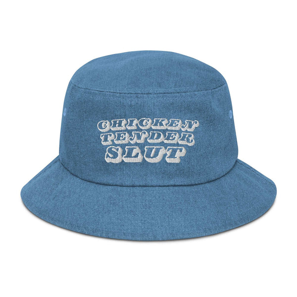 Chicken Tender Slut embroidered denim bucket hat